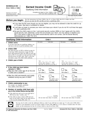 Schedule EIC Form 1040A or 1040