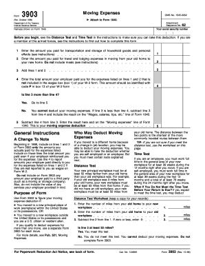 IRS Form 3903 Moving Expenses