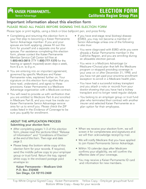 Kaiser Permanente Senior Advantage Election Form