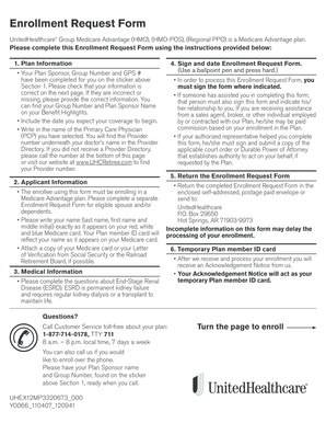 UnitedHealthcare Medicare Advantage Enrollment Request Form