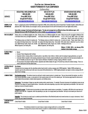 KAISER PERMANENTE PLAN COMPARISON - City of San Jose ...