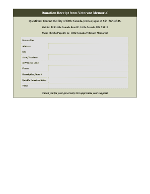 Donation receipt template - Donation Receipt from Veterans Memorial - Little Canada