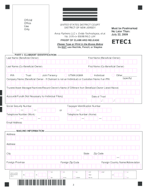 Proof of Claim and Release Form