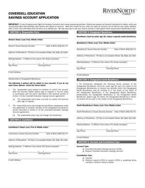 Coverdell Education Savings Account Application