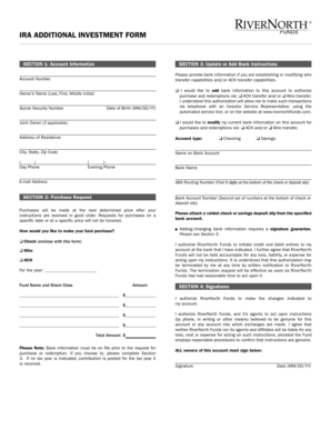 IRA Additional Investment Form