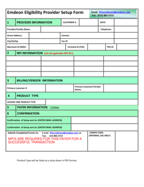 Emdeon Eligibility Provider Setup Form