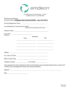 Washington State Medicaid Dental Electronic Claims Enrollment