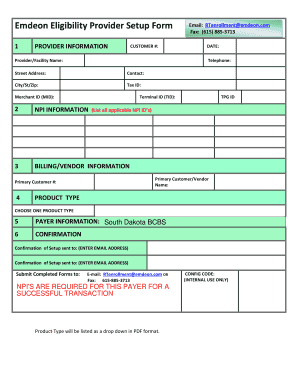 Emdeon Eligibility Provider Setup Form