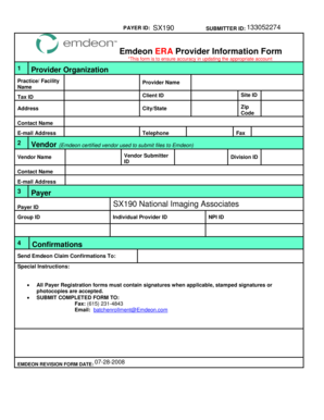 Emdeon ERA Provider Information Form