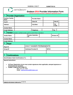 Emdeon ERA Provider Information Form