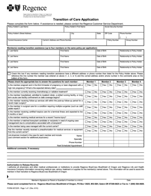 Transition of Care Application Form 4572OR