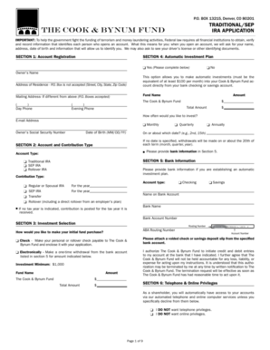 Cook & Bynum Fund IRA Application