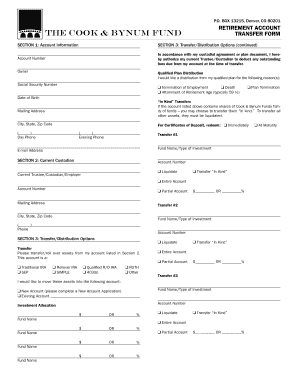 Cook & Bynum Fund Retirement Account Transfer Form