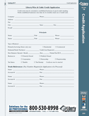 Liberty Wire & Cable Credit Application