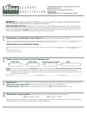 Midas Funds Account Application