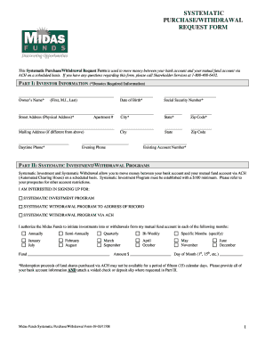 Auto-Investment/Withdrawal Form - Midas Funds