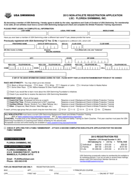 USA Swimming Non-Athlete Registration Application