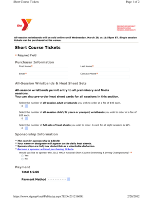 Short Course Tickets Purchase Form
