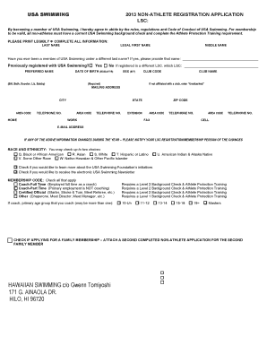 USA Swimming Non-Athlete Registration Application