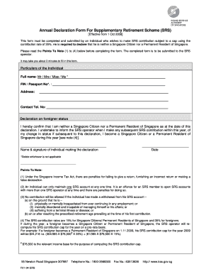 Annual Declaration Form For Supplementary Retirement Scheme (SRS)