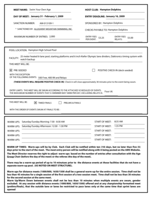 Swim Meet Entry Form