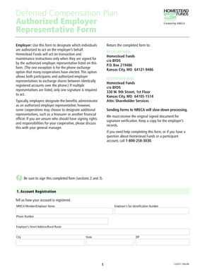 Deferred Compensation Plan Authorized Representative Form