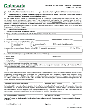 Private Securities Transaction Form 3040