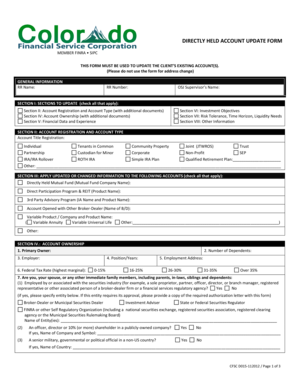 Directly Held Account Update Form