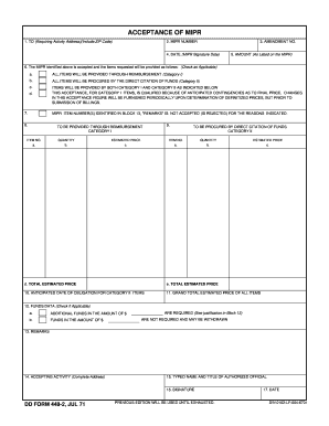 MIPR Acceptance Form