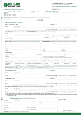 Common application form for lumpsum and sip ... - Investor Point