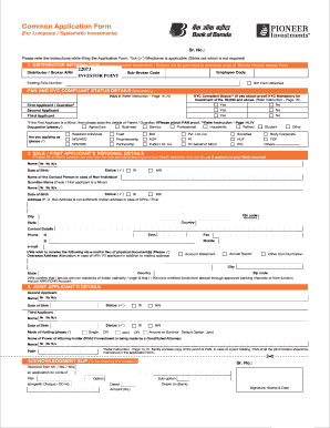 Baroda Pioneer Mutual Fund Application Form
