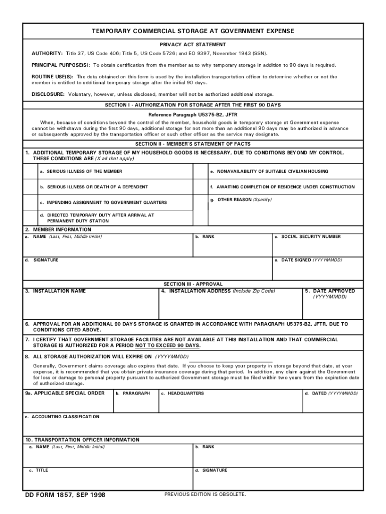 Dd Form 1857 Fill Online Printable Fillable Blank PdfFiller