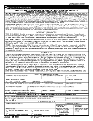 VA Form 21-8924 Application for REPS Benefits