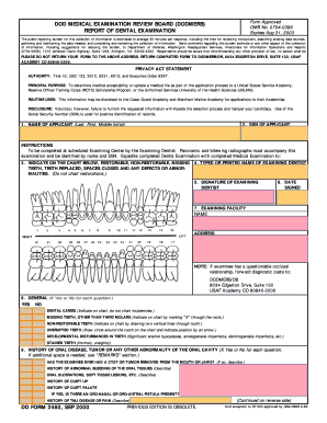 DODMERB Dental Examination Form