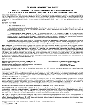Application for Standard Government Headstone or Marker