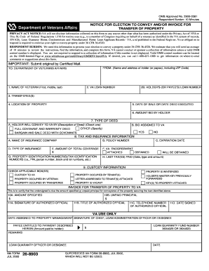 Notice for Election to Convey and Invoice for Transfer of Property