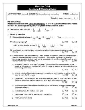 Suspected Bleeding Event Form