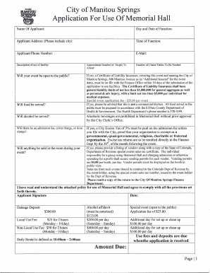 Rental application - Memorial Hall Rental Application Form (pdf) - City of Manitou Springs