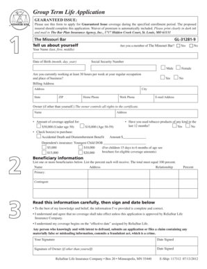 Group Term Life Application