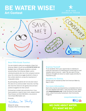 BE WATER WISE Art Contest Entry Form