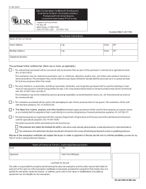 Louisiana Sales Tax Exemption Certificate