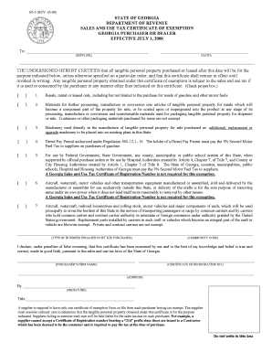 Georgia Sales and Use Tax Certificate of Exemption