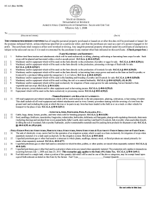 Georgia Agricultural Certificate of Exemption