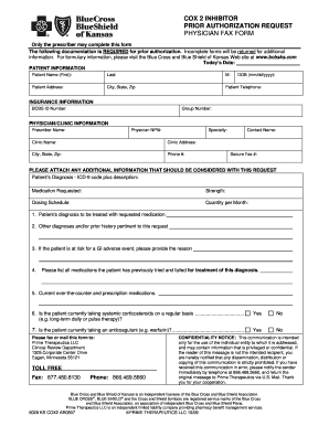 COX 2 Inhibitor Prior Authorization Request