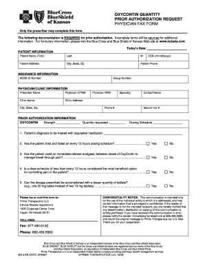 OxyContin Prior Authorization Request