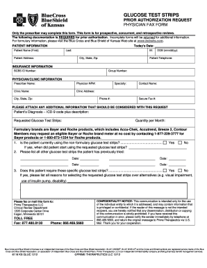 Glucose Test Strips Prior Authorization Request
