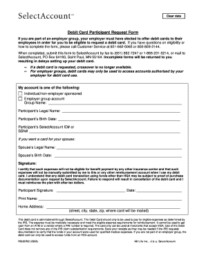 Debit Card Participant Request Form