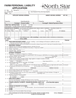Farm Personal Liability Application