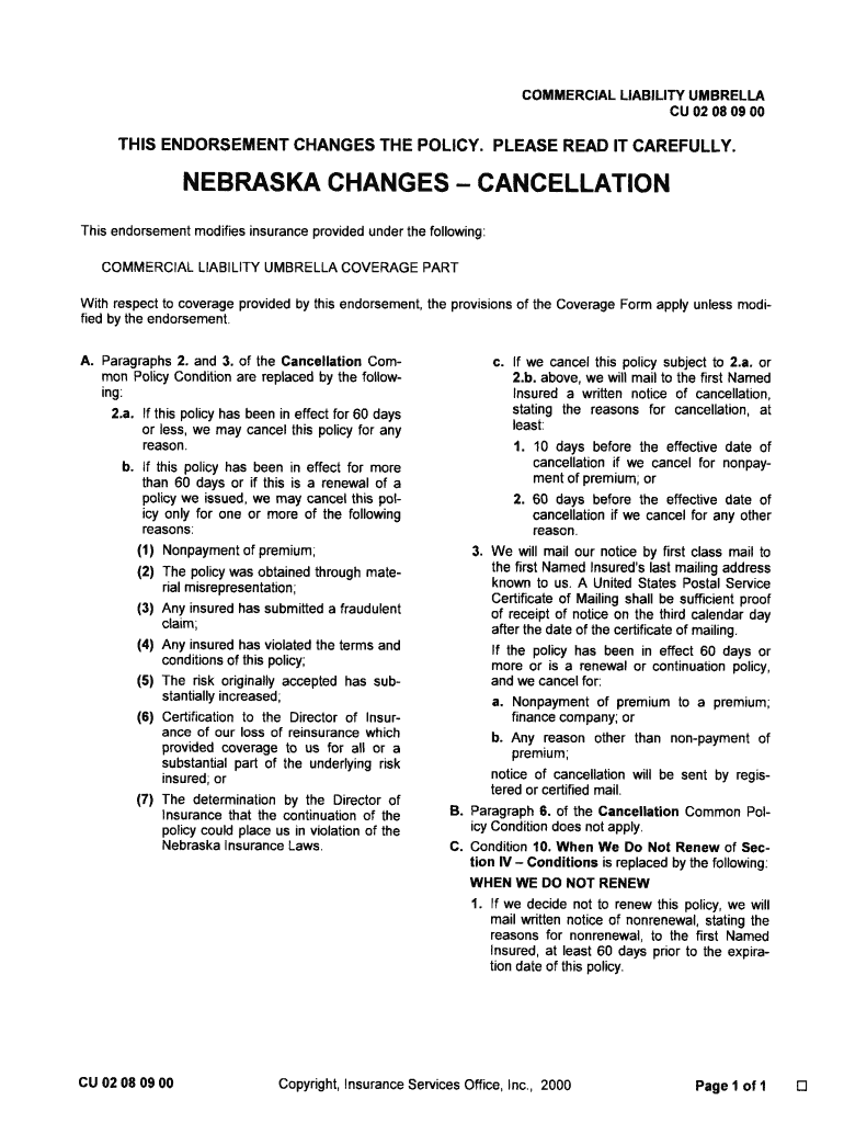 COMMERCIAL LIABILITY UMBRELLA Preview on Page 1