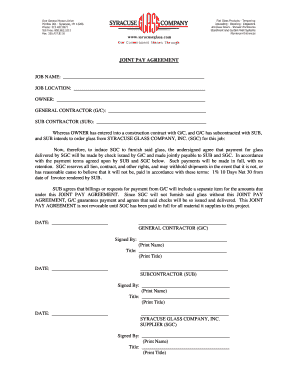 SGC Joint Pay Agreement - syracuse glass company